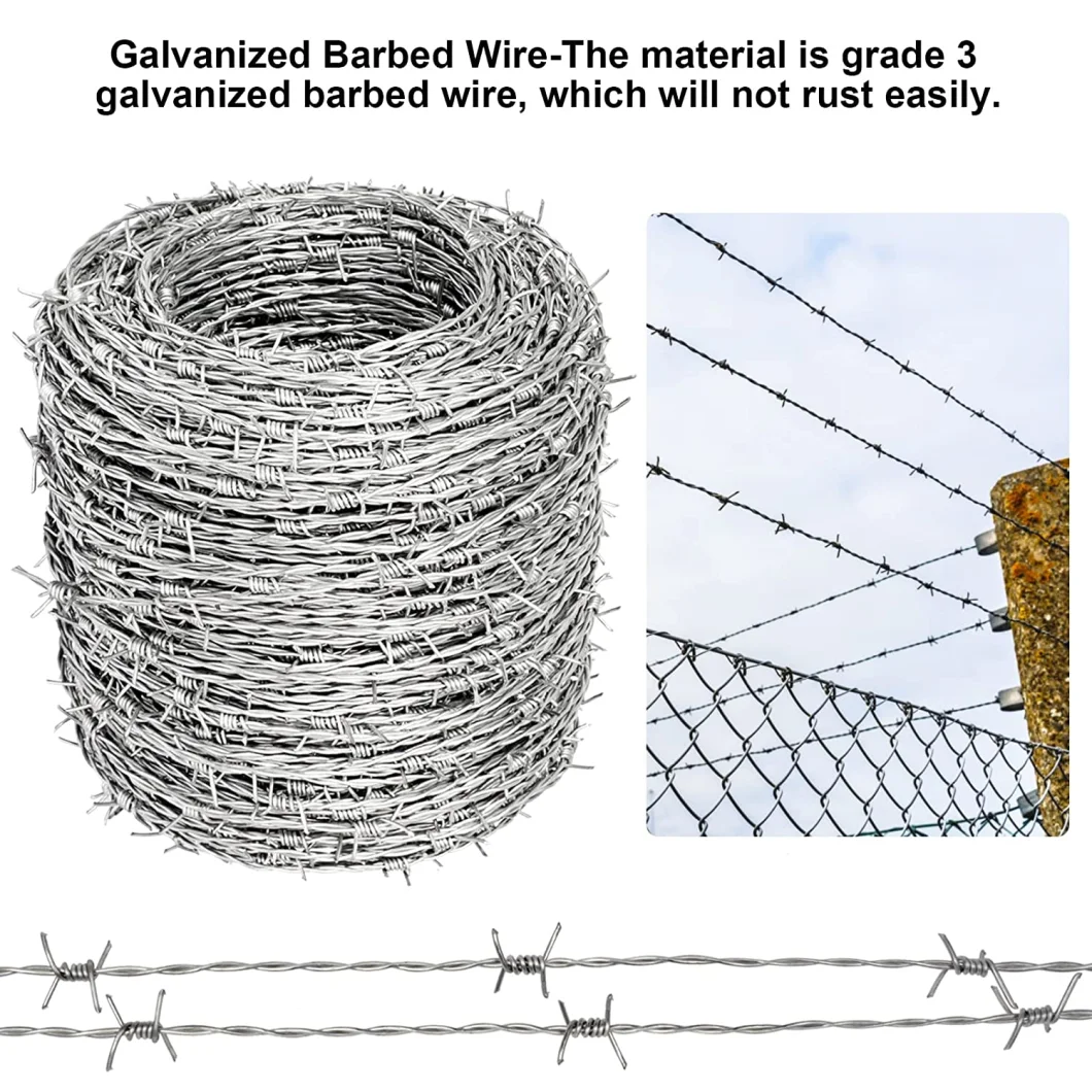 High Tensile Hot-DIP Galvanized Barbed Steel Wire 450m 500m Green PVC Razor Barb Iron Wire 20kgs 25kgs 50kgs for Brazil Mexico Haiti